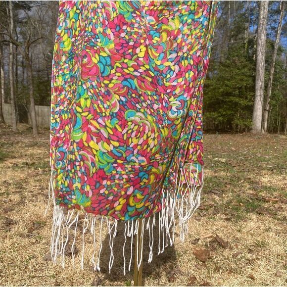 Boutique Pink Colorful Abstract Summer Blanket Scarf - Picture 3 of 5